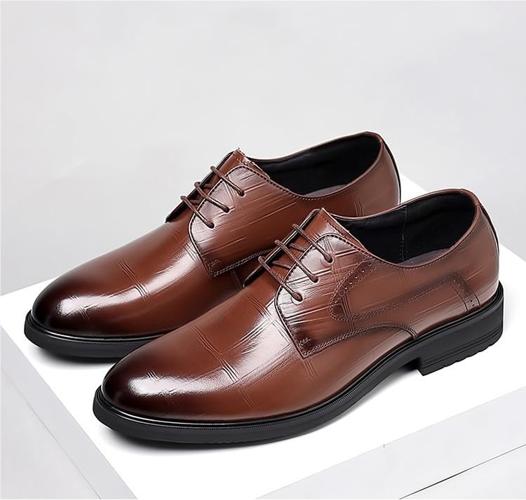 Dress Formal Shoes for Men Lace Up Round Toe Plaid Solid Color PU Leather Derby Shoes Block Heel Anti-Slip Resistant Non Slip Party3