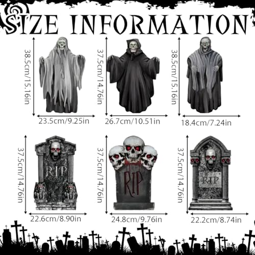 6 Stück Halloween Grabstein Deko,Schaumstoff RIP Grabsteine,Outdoor Grabsteine für den Garten,Hof-Requisiten,Halloween Deko Outdoor,für Party,Spukhaus,Friedhof,Rasen im Freien,Draußen