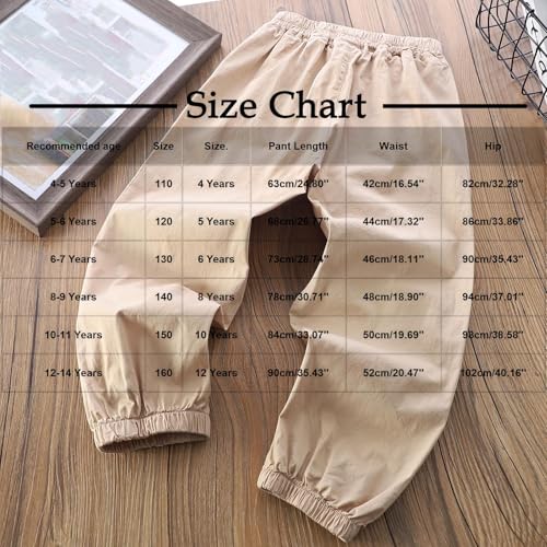 Boys Cargo Pants Casual Elastic Wasit Pull On Trouser Soft Comfy Lounge Solid Color School Pants for Boys 4-14 Years3