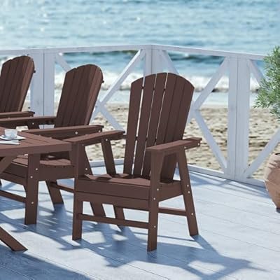 WestinTrends Dylan Dylan Outdoor Patio Shell-Back Adirondack Dining Chair Weather Resistant Dark Brown