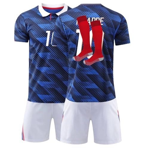 2026 Maillot de Foot Enfant Adulte, Maillot Foot avec Nom et Numéro, Ensemble de Maillots avec Football Tee Shirt Short et Chaussettes Set, Domicile...