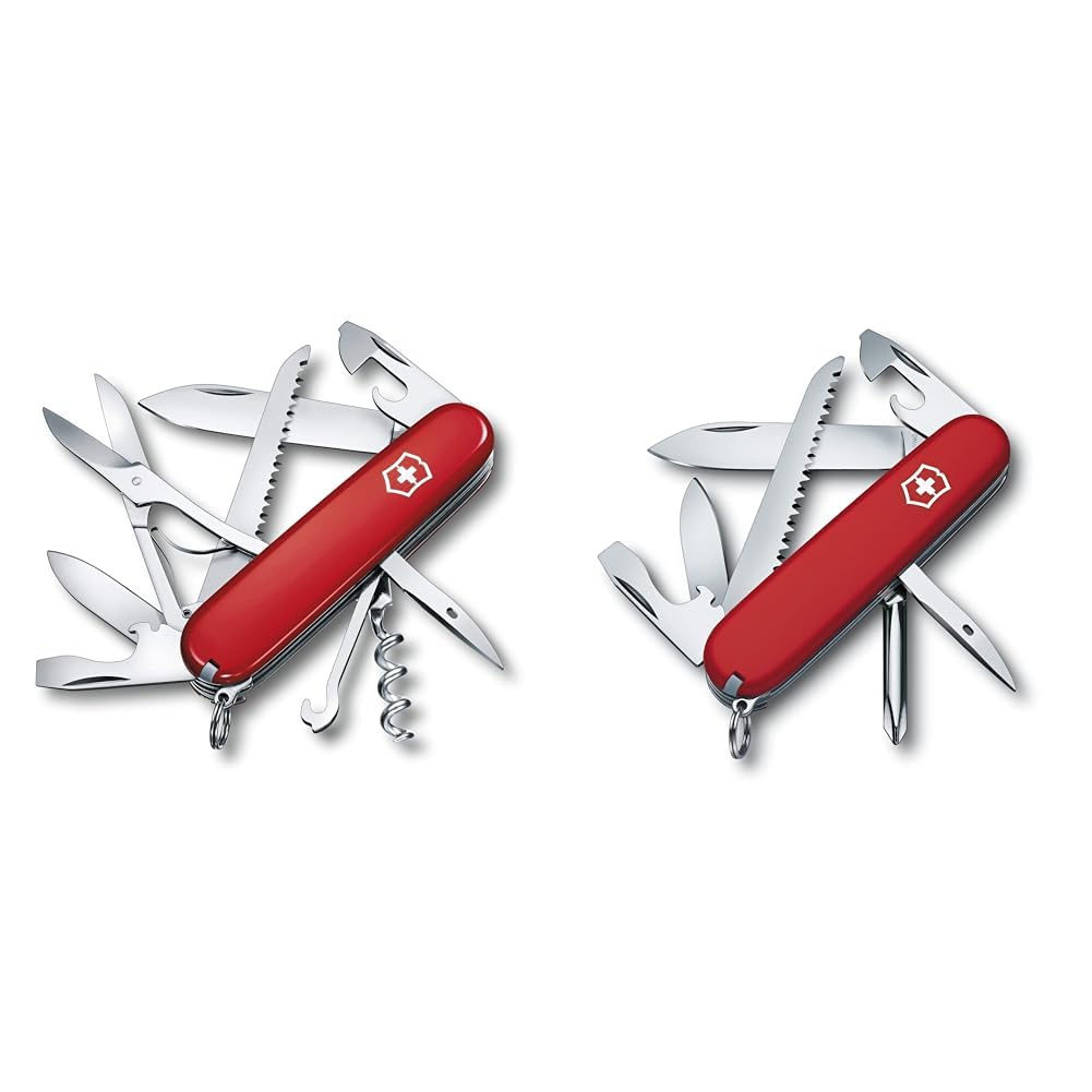 Victorinox Schweizer Taschenmesser Huntsman, Swiss Army Knife & Schweizer Taschenmesser Hiker, Swiss Army Knife, Multitool, 13 Funktionen, Klinge, Dosenöffner, Schraubendreher