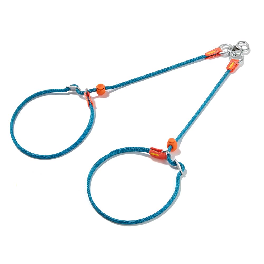 Howgo Double Slip Leash Slip Lead | Dual Dog Lead for 2 Dogs,360° Swivel No Tangle | Dog Training Nylon Leash and Collar | Double Clip Coupler and Splitter | Lightweight Aluminum (Multicolor, 3FT)