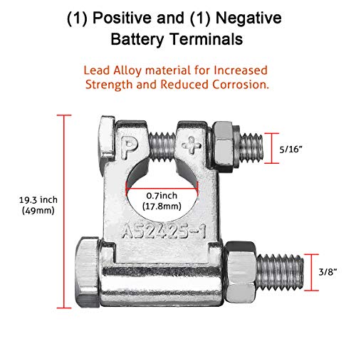 Audew Military Spec Battery Terminal Top Post Kit for Car Marine Boat Rv Vehicles