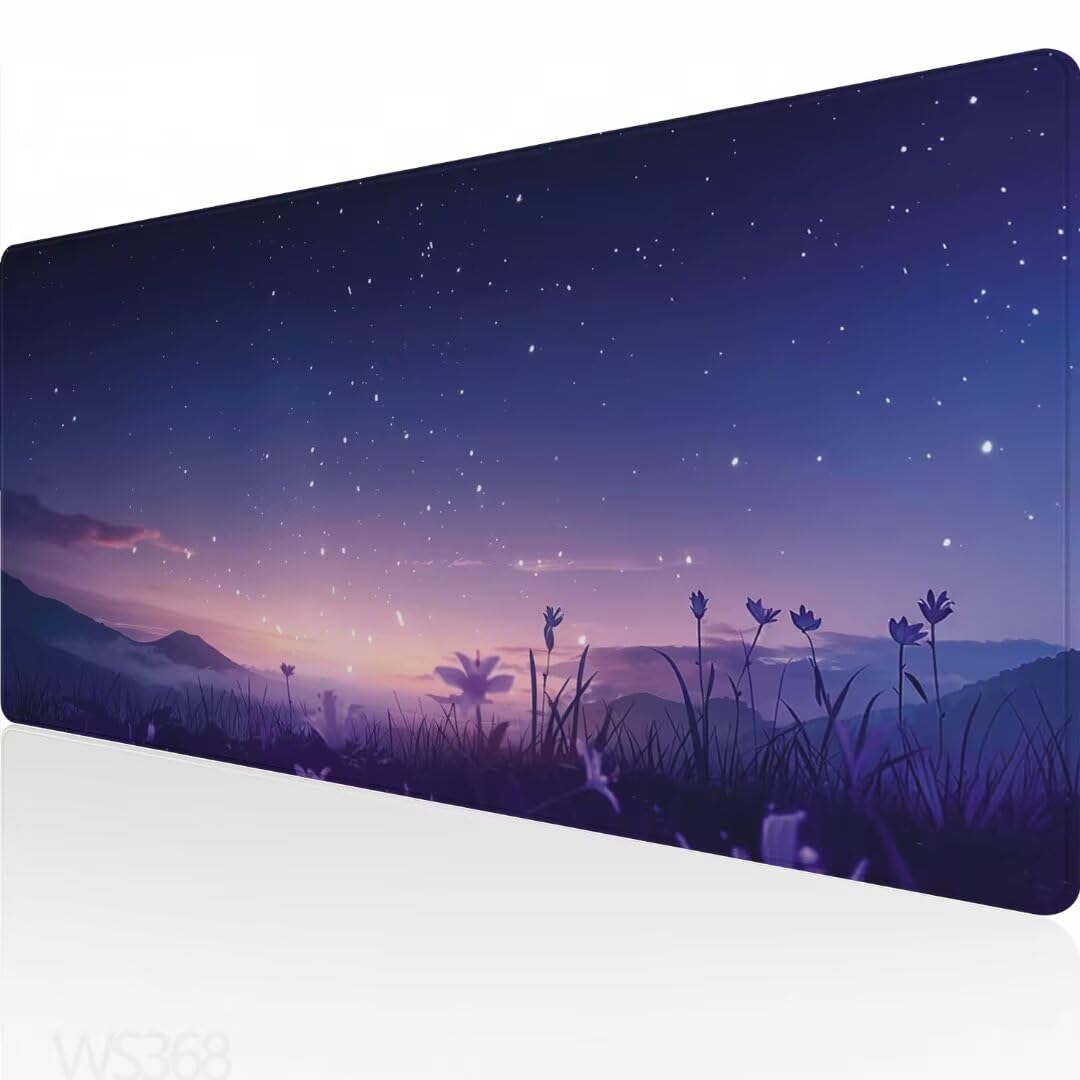 Alfombrilla Ratón XXL 1500x800x3mm, Alfombrilla Ratón Púrpura Alfombrilla Escritorio, cielo estrellado Alfombrilla Raton, con Superficie Base de Goma Antideslizante, Alfombrilla Ratón Gaming WS-368