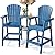 PASAMIC Tall Adirondack Chair Set of 2 with Removable Double Connecting Trays, Recycled HDPE with Wood Grain, Weather Resistant, Outdoor Adirondack Barstools for Deck, Balcony, Patio, Backyard, Blue