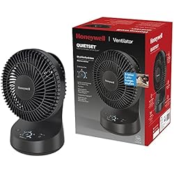 Ventilador Honeywell Turbo Force Honeywell Ventilador de mesa oscilante QuietSet negro (Ventilador personal y para habitaciones pequeñas con funcionamiento silencioso y 5 niveles de potencia silenciosa) HTF337BE