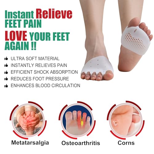 Image of Toe Spacers Metatarsal Pads - Breathable & Soft Toe Separators (White /Medium Size), Great for Mortons Neuroma, Metatarsalgia, Bunions, Hammer Toes or Rheumatoid Arthritis(2pcs, Thicken)