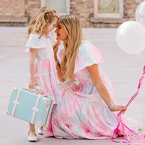 Mommy and Me Matching Dresses Sleeve Doll Dress Maxi Summer High Waist Casual Family Matching Outfits Set4