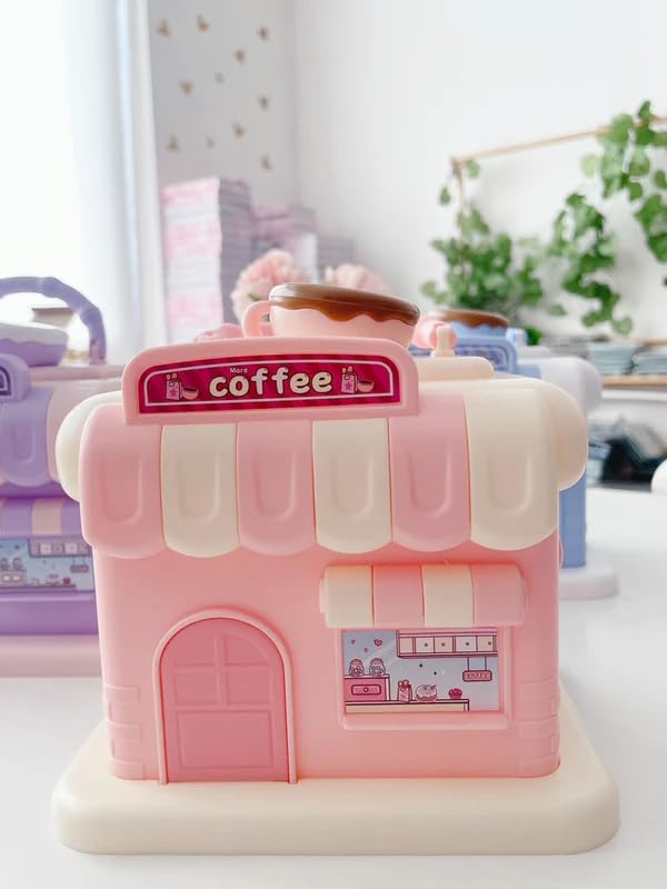 Image of Money Saving Bank with Coin Slot / /Creative Cartoon Design Money Bank / /Plastic Piggy Bank for Boys & Girls (Pack of 1) (Coffee Shop - Pink)