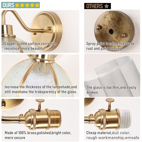 Image of Battery Operated Wall Sconce, Vintage Wall Sconce with Gold Trim Tulip Glass Lampshade Rechargeable Battery Powered Wall Light with Remote Control for Bedside Bedroom Doorway