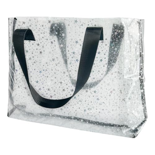 Image of Clear Large Tote Bag - Versatile, Waterproof, Stain Resistant, Transparent Shoulder Tote Bag for Work