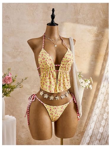 Image of RoseSeek Women's 2 Piece Boho Polka Dots Beaded Bikini Sets Sexy Swimsuits