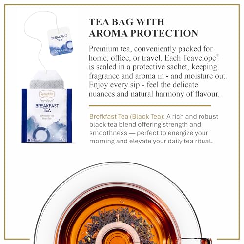Ronnefeldt Teavelope Breakfast Tea - Black Tea Bags Individually Wrapped, 25 Count - Strong, Smooth, Caffeinated - Hot or Iced