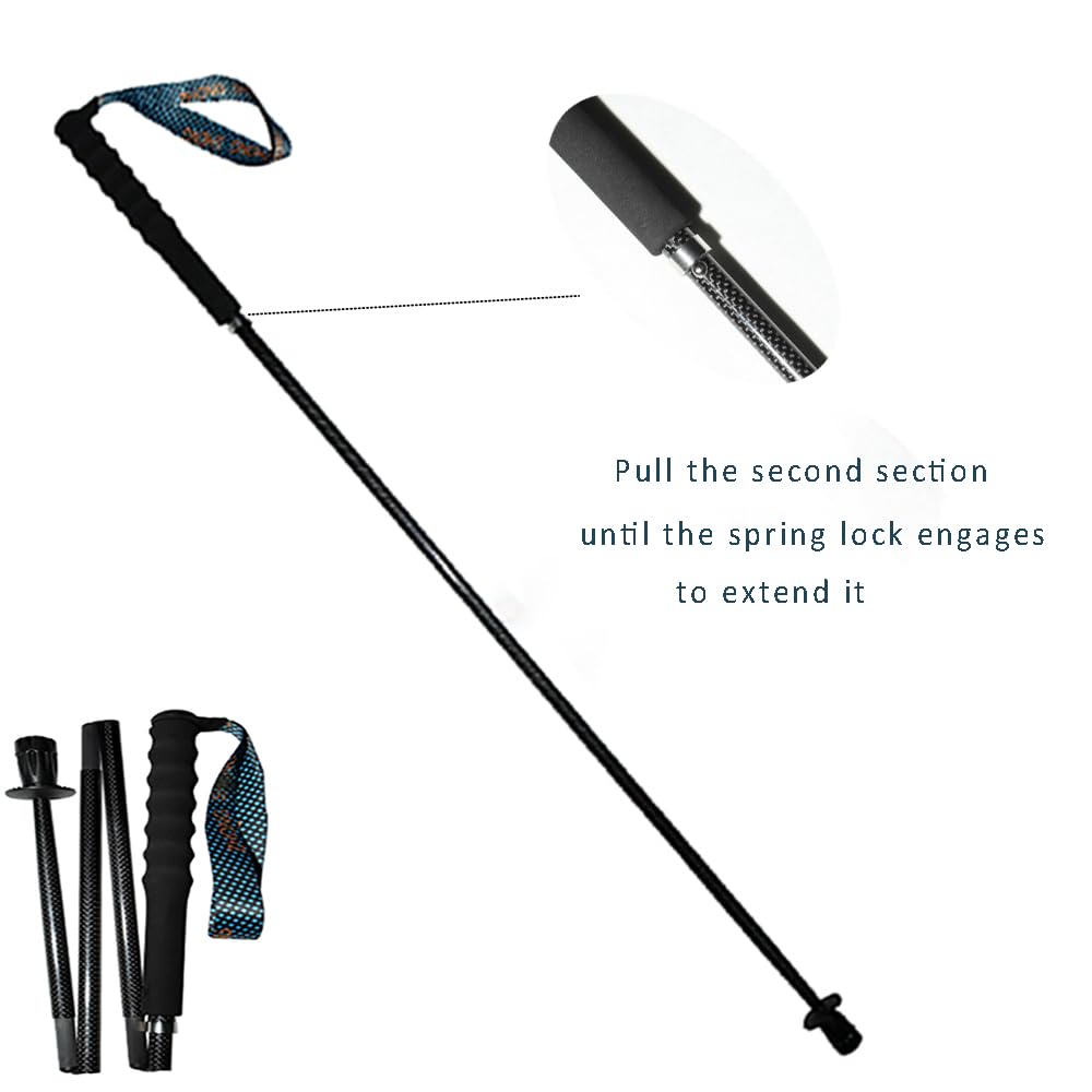 OKHEALING Wandelstokken [ultralicht]110G koolstofvezel 5 secties, set van 2.110 cm wandelstokken, bergbeklimmersuitrusting, wandelpet, vochtafvoerend met opbergtas, uniseks (110 cm