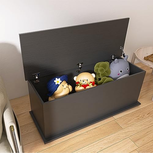40" Storage Chest Trunk, Modern Wood Chest Kids Toy Box Organizer With Lift Top And 2 Safety Hinges Sturdy And Large Storage Trunk For Any Playroom, Bedroom And Living Room #TOP1