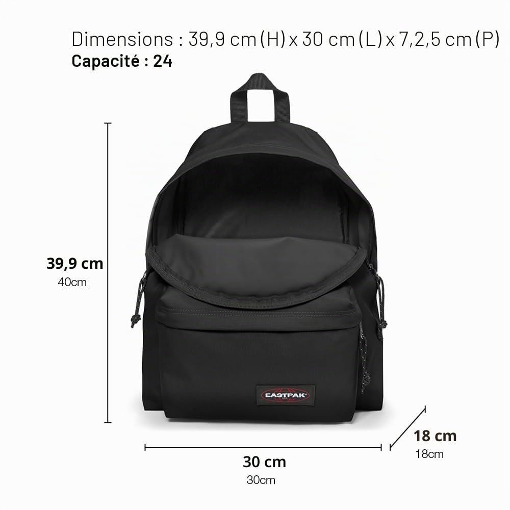 Eastpak Padded Pak’r Sac à Dos 24L (40 x 30 x 18 cm), résistant et déperlant, Sac école et Voyage léger avec Bretelles rembourrées - Sunday Grey
