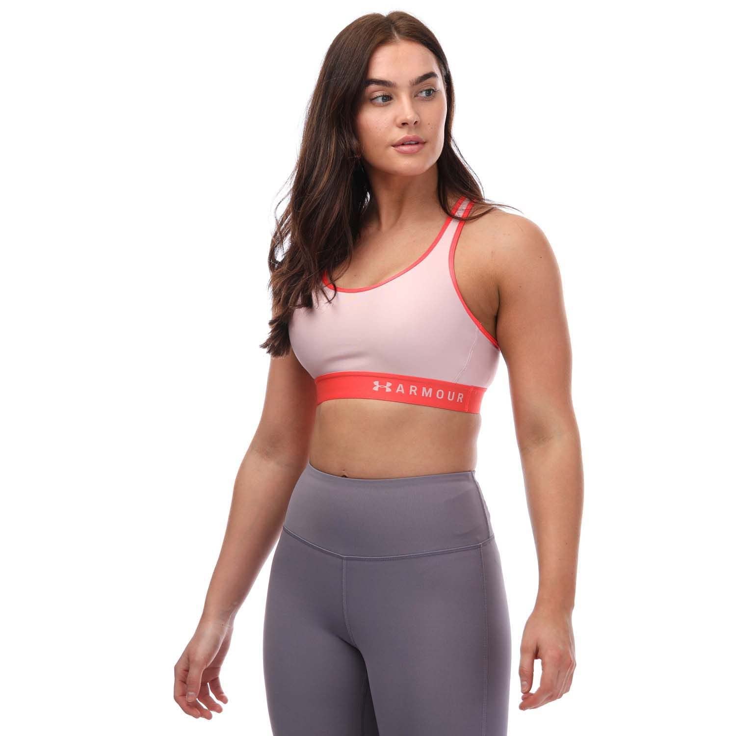 Under Armour Women's Armour Mid Keyhole Sports Bra, Retro Pink (676)/Quirky Lime, X-Small