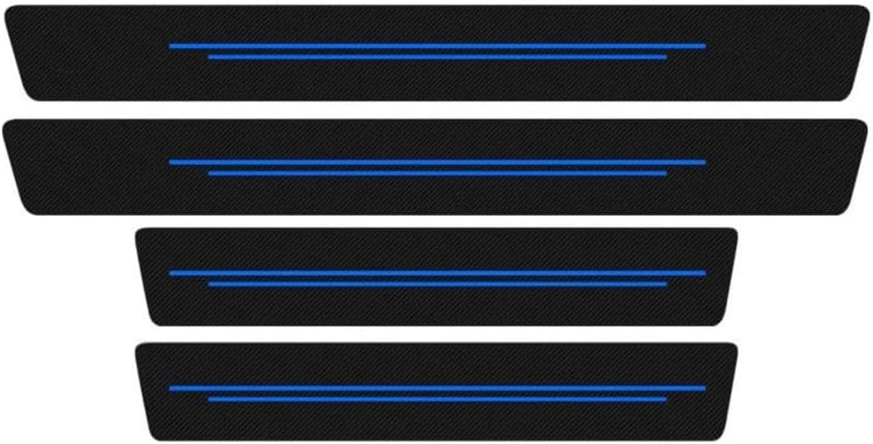 4Pcs Car Door Sill Protector for Range Rover Evoque L538 2012-2017, Entry Edge Guards Scuff Plate Carbon Fiber Welcome Pedal Protector Cover Threshold Strips,A/Blue
