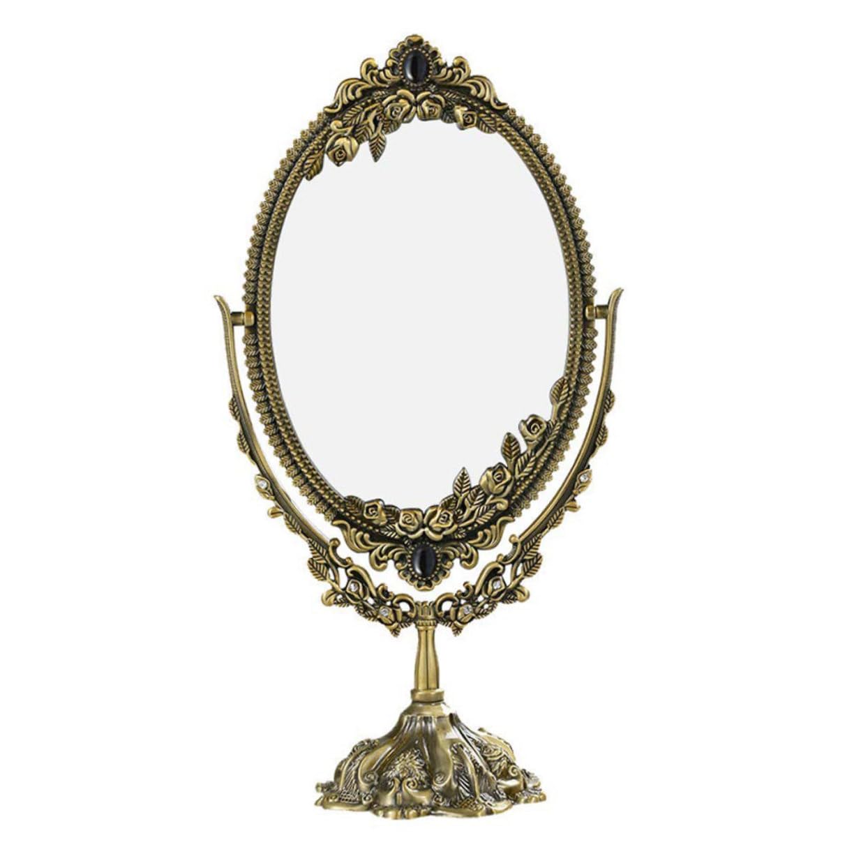 Miroir de maquillage double face en métal rétro élégant antirouille