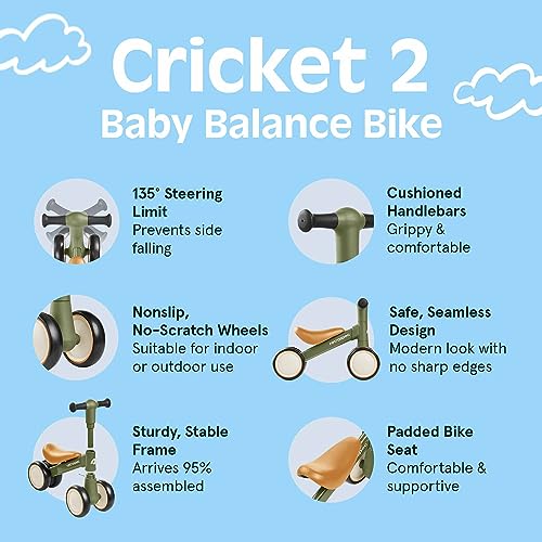 image for Retrospec Cricket Baby Walker Balance Bike with 4 Wheels for Ages 12-2