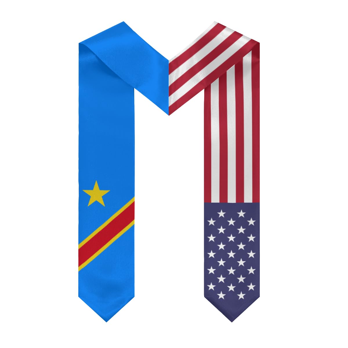 DABOYOZHZH Democratic Republic of Congo Mix United States Flag Graduation Stole Sash For Study Aboard International Students
