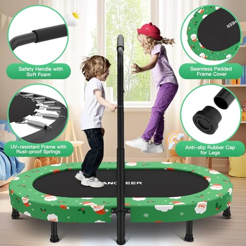 ANCHEER 56" Double Mini Trampoline for Kids, Mini Rebounder with 5-Level Adjustable Handle, Parent-Child Trampoline for Kids, Max Load 220lbs, Fun for Indoor/Outdoor - Image 4