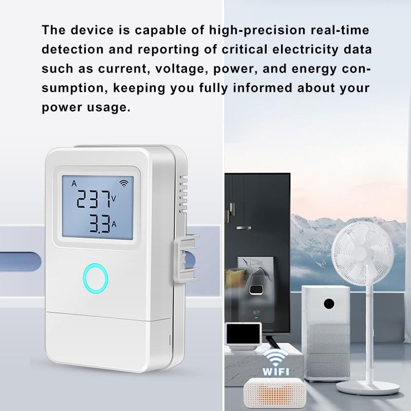 Misuratore di energia intelligente trifase per Tuya WiFi, rilevamento 100A con allarme temperatura e interruttore 16A, monitoraggio in tempo reale tramite app (3CH)