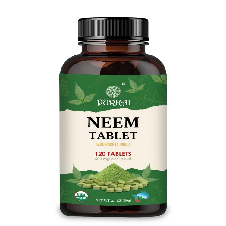 Neem turmeric tablets Ayurvedic | It’s Helping to Anti Acne | Anti Bacterial & Fungal infections | Skin Wellness | Chronic UTI - 120 Veg Tablet (Pack of 1)