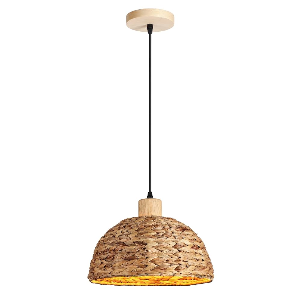 CJSLXGBL Rustic Woven Pendant Light, Coastal Rattan Lampshade Hanging Lamp Light Fixtures RetroCoastal For Dining Room Kitchen Island Bedroom Foyer Hallway