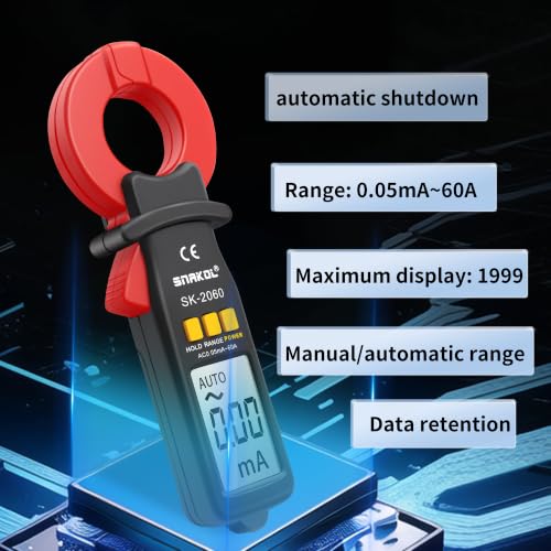 Image of Digital AC Leakage Low Current Clamp Meter 0.01mA Resolution ACA MAX 60A 1999 Counts Auto Range Data Hold Ammeter Clampmeter Amperimetro Amperemetre Professional Micro Current Tester
