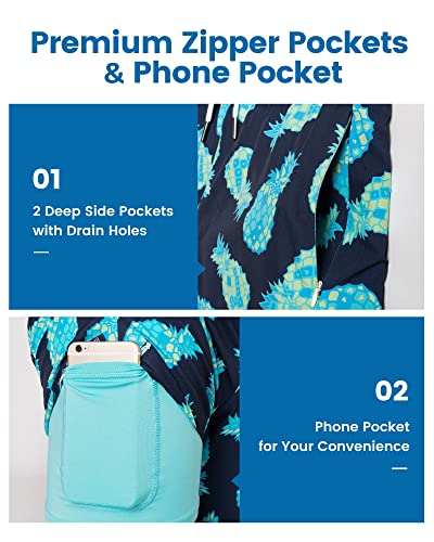 Image of maamgic 5inch Mens Swim Trunks with Compression Liner 2-in-1 Swimming Shorts Stretch Quick Dry with Zipper Pockets