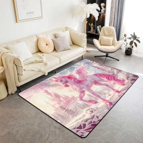 Erosebridal Girls Pink Unicorn Area Rug 4'11" x 3'3",Kids Dreamy ...