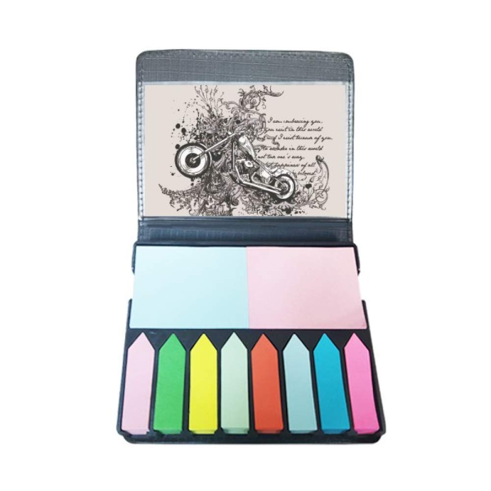 Marqueur de page motif de fleurs et autocollant moto avec note couleur