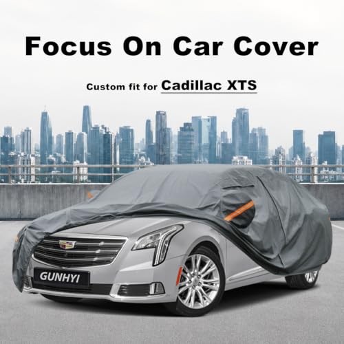 Image of GUNHYI Premium Car Cover Custom Fit Cadillac XTS, 16 Layers Heavy Duty Car Cover Waterproof All Weather with Zipper Door for Sun Rain Snow Dust Uv Protection