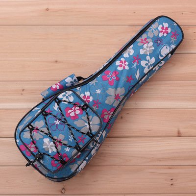 HOT SEAL 10MM Waterproof Durable Colorful Ukulele Case Bag with Storage (23/24in, Blue Flowers) - Thumbnail 3