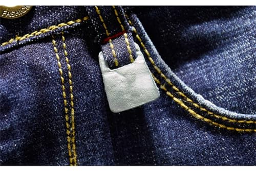 Men Hip Hop Frayed Dark Blue Stretch Slim Fit Distrssed Ripped Denim Pants Clothes Long Trousers2