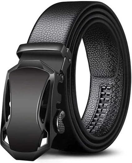 medsin Men's Vegan Leather Belt for men Auto Lock Formal Casual Business Party Boys Gents Width-35mm - Waist Size 40" inches or Under Black-picture-57