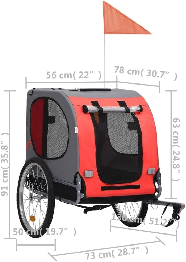 FAXIOAWA Rimorchio per Bicicletta, rimorchio per Bici Portatile per Cani da Viaggio e deposito, Passeggino per Animali da Esterno, Pratico portabiciclette spazioso e Confortevole