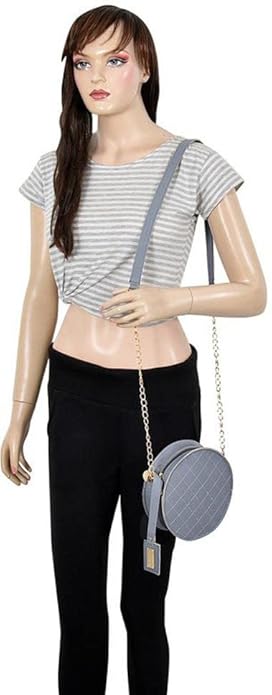 MARK & KEITH Grey Round Leatherette Casual Sling Bag For Women
