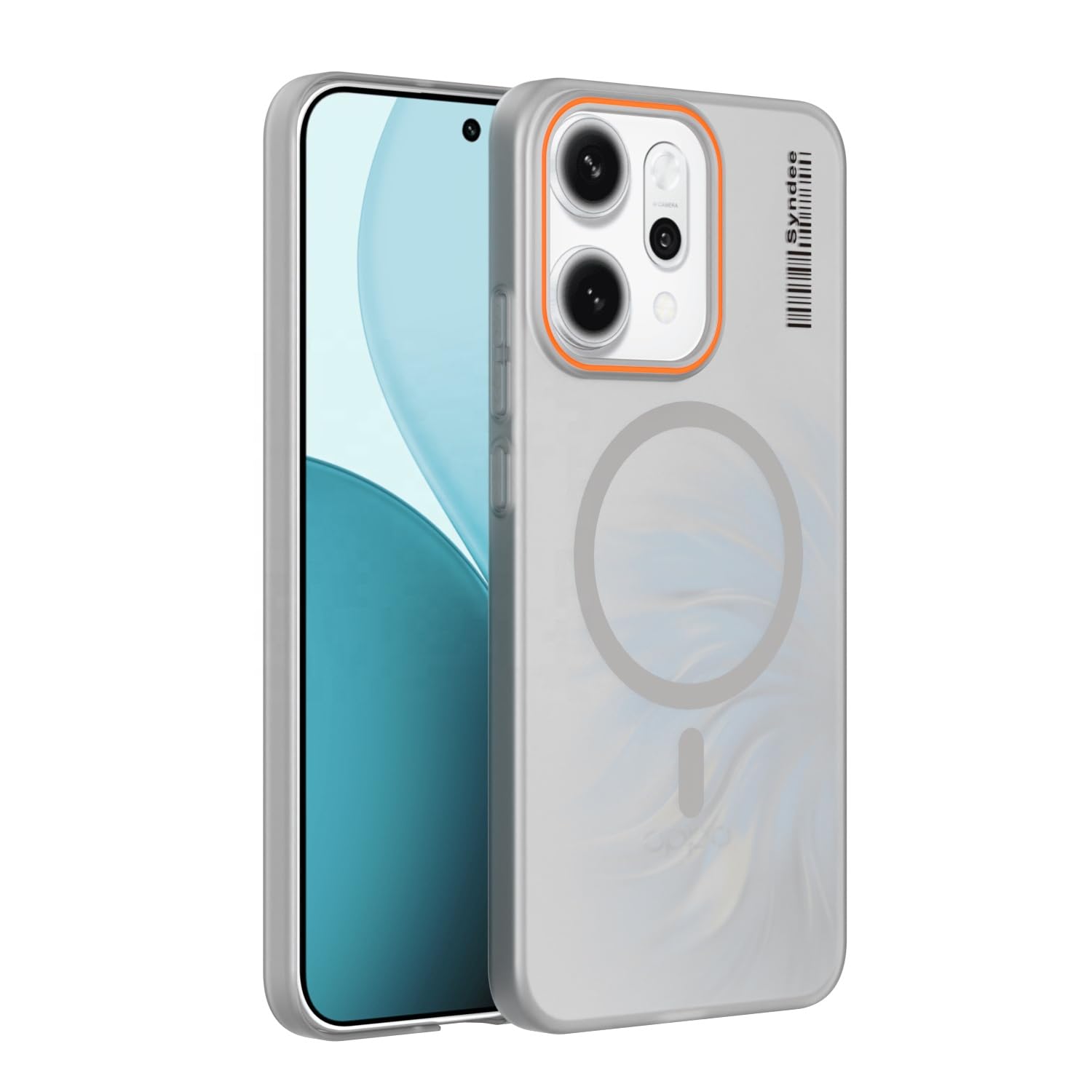 DL3 Mobilak Case Back Cover for OPPO Reno 14 Pro 5G, Sleek Frosted Translucent Back Only Compatible with Wireless Magnetic Accessories | Anti-Scratch Shockproof Phone Case (Gray)
