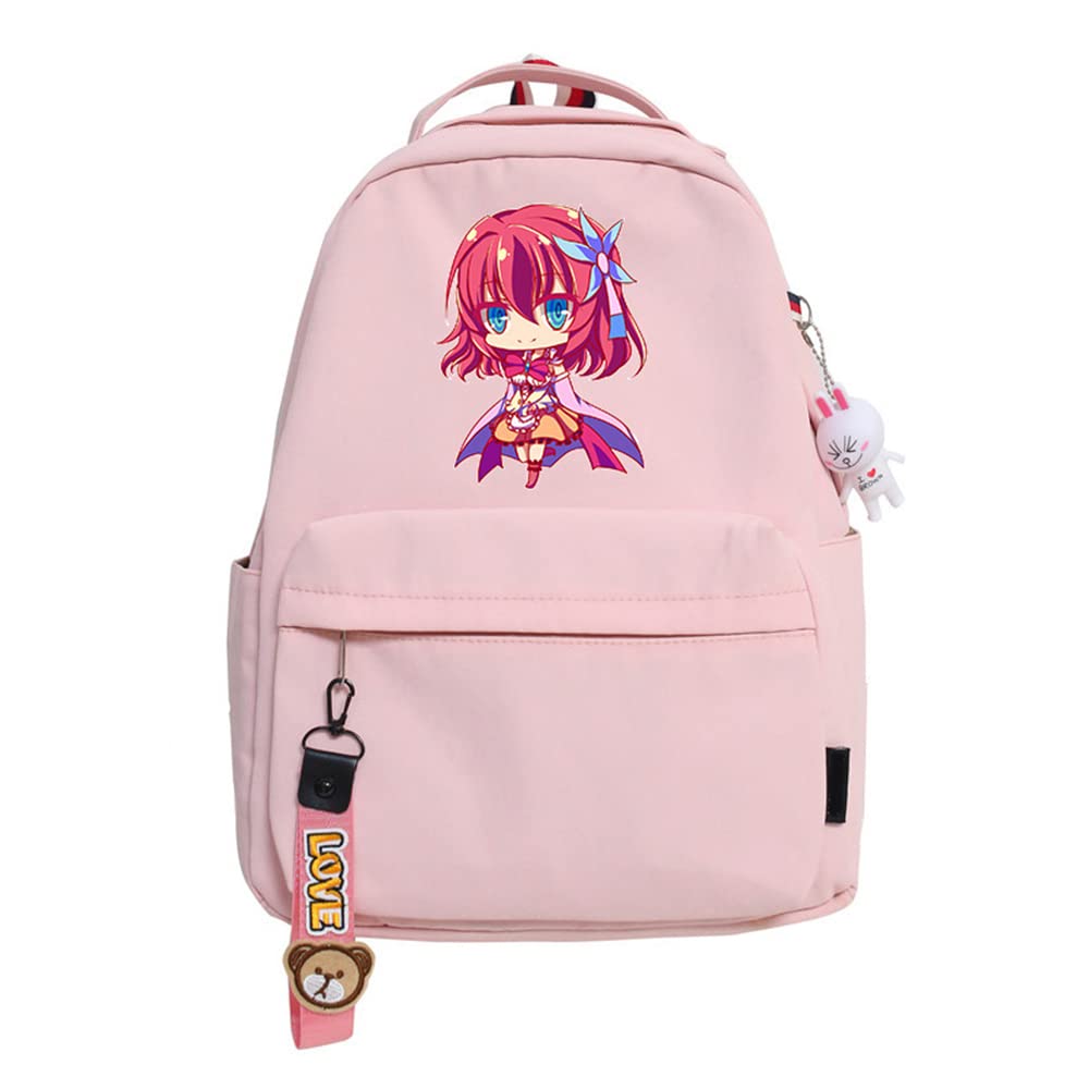 FMOPQ School Bags NO GAME NO LIFE Printed, Backpack For Boys Girls, 16 Inch Laptop College Secondary School Bags, Pink Black Blue Green