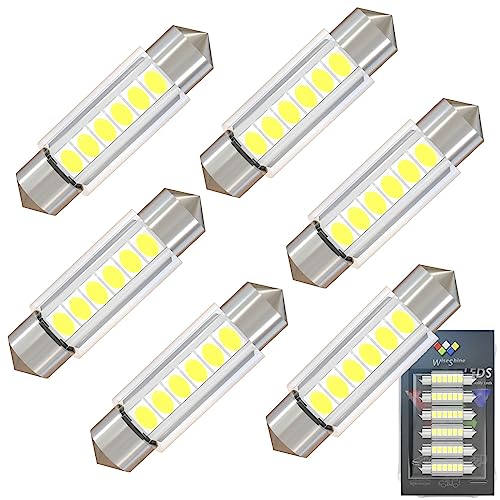 WiseShine DC 12V 36mm 6418 6411 LED �o���u���C�g �����P�x 6000K �z���C�g C5W LED�}�b�v�d�� �ԗp ���C�g �Ǐ��� �}�b�v���C�g(6��)