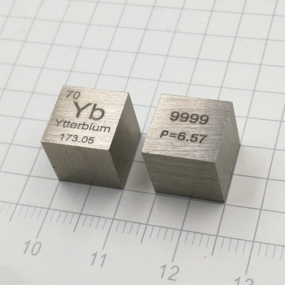 1 cubo de 10 x 10 x 10 mm metálico de itterbio Yb 99,99 % puro ytterbium cubeta maravillosa colección de elementos artesanales