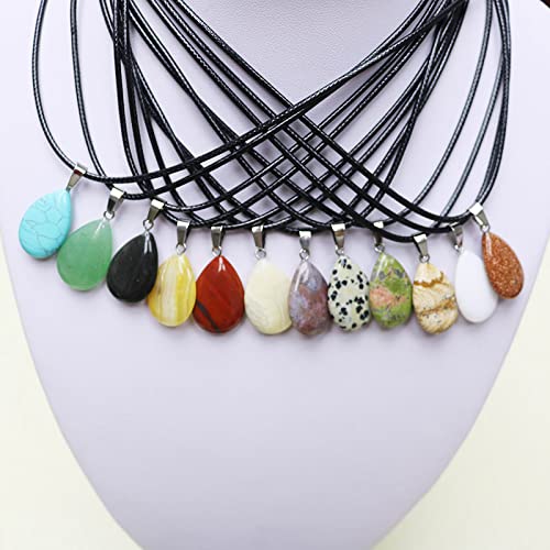 Teardrop Water Drop Opal Rock Natural Quartz Crystal Healing Chakra Stone Pendant Necklace Jewellery,Opal4