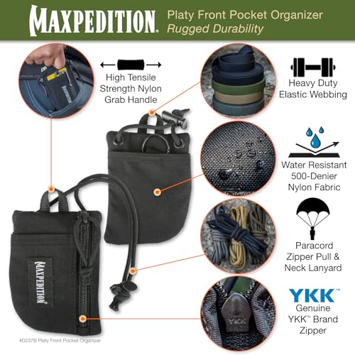 Image of MAXPEDITION Platy Pocket Organizer, Durable EDC Tool Pouch for Men, Neck Wallet with Paracord Lanyard, Holds Flashlight, Multitool, Pen, Notebook