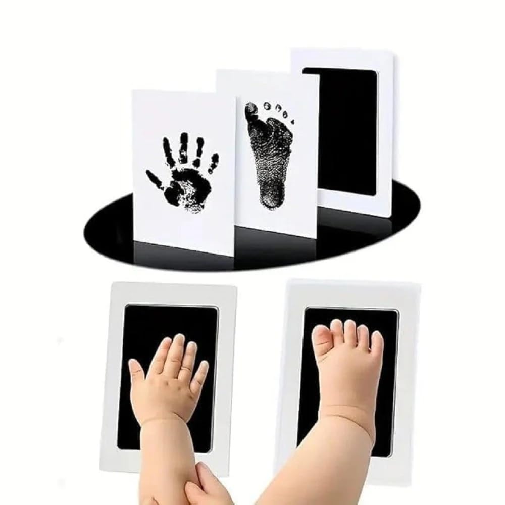UCRAVO Safe Inkless Handprint & Footprint Kit for Newborn Baby Keepsake | Non-Toxic Clean Touch Dog Paw Print Kit & Cat Print | No Mess Memory Stamp Pad for Infants, Toddlers & Pets-image-1
