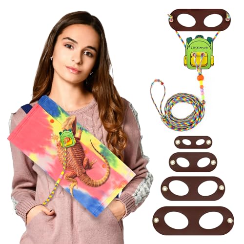 Image of LIKZINWA Small Animal Sling Carrier,Small Animal Bag for Bearded Dragons Lizards and Reptile with Adjustable Strap (Red+Schoolbag)
