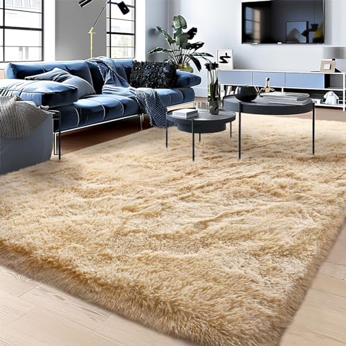 Soft Shaggy Rugs Camel Fluffy Rug for Bedroom Camel Plush Fuzzy Rug Non-Slip Indoor Floor Carpet for Living Room 8x10