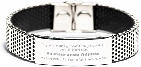 Insurance Adjuster who fake it for 8 hours a day, Funny Engraved Stainless Steel Bracelet. Sarcasm Gifts For Boss, Coworkers, Friends